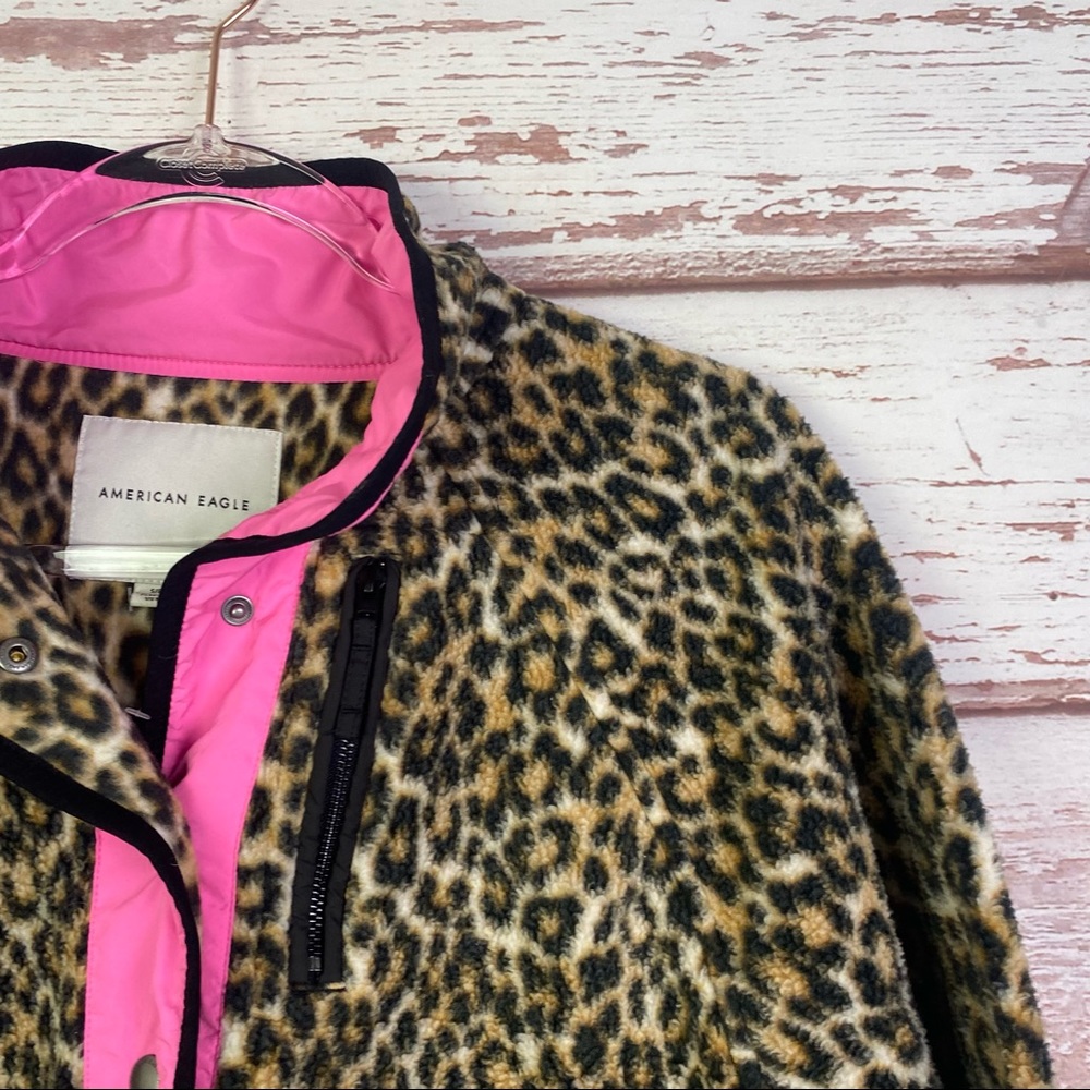 American Eagle Leopard Fleece Jacket - Picture 4 of 13